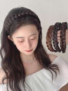 2025 New Twisted Braid Wig Hair Band | Voluminous High Crown Design + Fishbone-Braided Accent | Stylish Headband For Looks & Glamorous Events Hairband Hair Hoop