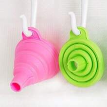 Creative Kitchen Portable Folding Multi-Function Hanging Funnel, Candy Color Funnel, Outdoor Picnic Funnel