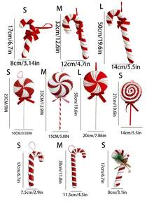 1pc/6pcs Red & White Plush Candy Cane, Christmas Tree Decoration Hanging Ornament, Photography Prop, Suitable For Indoor/Outdoor Christmas, Bar, Party Decor - Multicolor - View 11