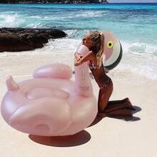 1pc Pink Flamingo Inflatable Pool Float, Suitable For Single Use, Pool Party - Pink - View 1