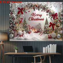 Bandera navideña plana 2D roja, fondo de decoración navideña, decoración de pared interior/exterior, decoración navideña para todo el año, adecuada para dormitorio, fiesta, jardín, celebración navideña en el hogar, de uso múltiple, sin necesidad de electricidad