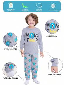 Assorted 4-Piece Kit For Boys' Long-Sleeved Pajamas, Sizes 1 To 10 - 什錦 - 查看 3