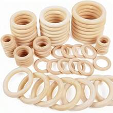 5/10/20/30 pezzi Anelli in legno grezzi, cerchi di legno di colore solido naturale, adatti per gioielli con nappe, artigianato e decorazione