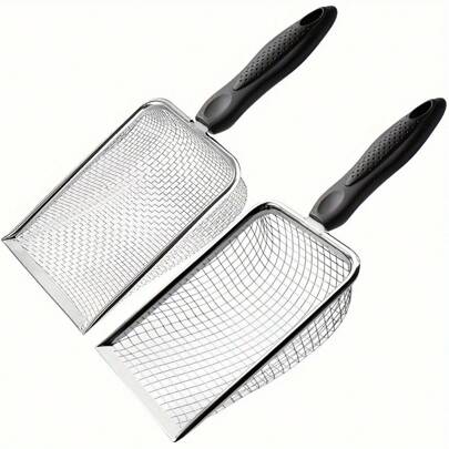2pcs Garden Soil Sifter With Handle, 3.8mm Mesh Heavy Duty Compost Sand Dirt Sieve Shovel, Professional Rock Sifter For Gardening Landscaping, Ideal Soil Filter For Potting Mix Seed Starting, Outdoor Garden Tools For Flower Beds Vegetable Patches & Farm Use