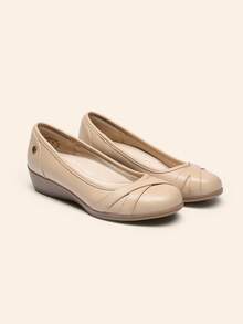 Women Wedge Flats 1.5 Inch Heel Classic Comfortable Dress Business Office Work Arch Support Ballet Flats Shoes - 杏色 - 查看 8
