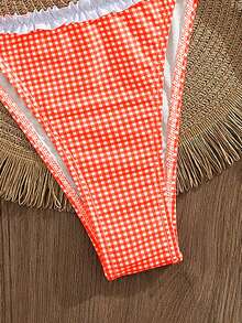 PEPPERMOLLY Bộ bikini 2 mảnh gợi cảm và thời trang dành cho nữ, màu xanh dương, thích hợp cho mùa hè đi biển. - màu đỏ cam - Xem 5