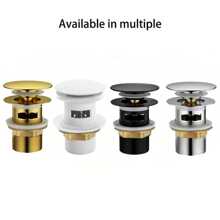 1pc Stainless Steel Pop-Up Sink Faucet With Drain Stopper, Hole-Style Drain, Baked Paint Finish, Suitable For Bathroom & Kitchen Drainage, Manual Operation, No Electricity Required (Matte Black, Electroplated Silver, Brushed Gold, White - 4 Color Options), Bathroom Sink Stainless Steel Pop-Up Drain, Washbasin Drain, Anti-Odor Bathroom Sink Drain Kitchen Items Kitchen Accessories Kitchen Tools - Multicolor - View 1