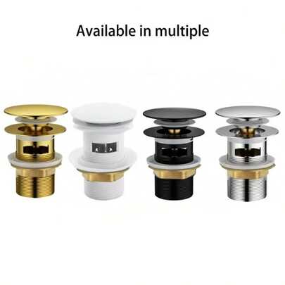 1pc Stainless Steel Pop-Up Sink Faucet With Drain Stopper, Hole-Style Drain, Baked Paint Finish, Suitable For Bathroom & Kitchen Drainage, Manual Operation, No Electricity Required (Matte Black, Electroplated Silver, Brushed Gold, White - 4 Color Options), Bathroom Sink Stainless Steel Pop-Up Drain, Washbasin Drain, Anti-Odor Bathroom Sink Drain Kitchen Items Kitchen Accessories Kitchen Tools