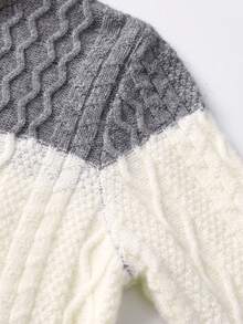 男孩和青少年学院风条纹粗针织连帽套头衫，适合日常穿着、上学、春季、秋季、冬季