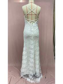 2025 New Dress Long Dress Graduation Season Dinner Party Fashionable High Sexy V-Neck White Suspender Dress - 白色 - 查看 7