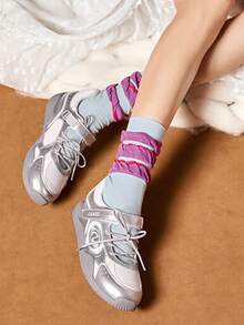 CAMEL CROWN Zapatos deportivos y casuales para mujer, zapatos Mary Jane con media luna para otoño e invierno, zapatos casuales retro y transpirables - Plata/M - Ver 1