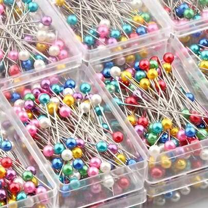 100pcs/Box Colorful Faux Pearl Decorative Plastic Pins For Clothing Making Valentine DAY, Valentines Wedding, Birthday Craft Sewing Supplies Sewing Accessories,DIY Crafts, Fashion Design & Quilting - Mixed Colors, Sewing Accessories, Quilting Pins, Craft Supplies, Multipurpose Needles, Durable Storage Box