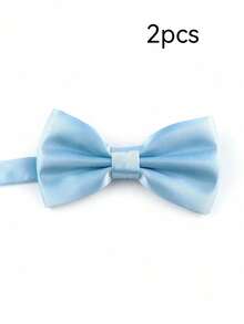 1pc Men's Solid Color Versatile Polyester Bow Tie, Suitable For Daily Wear And Wedding/Party - Baby Blue - View 10