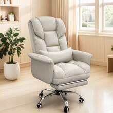 Executive Office Chair With Footrest, Ergonomic Office Chair, Reclining PU Leather Computer Chair, Office Chair, Floor Swivel Office Chairs, Leather Comfy Work Office Chairs, Rolling Throne Chaise Furniture Chair, Home Office Chair, Office Chair - trắng - Xem 4