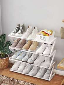 1 Pieza Estantería para Zapatos con Diseño en Z de 4 Niveles, Ensamblaje Fácil sin Herramientas, Instalación Sencilla, Adecuado para Entrada/Pasillo/Dormitorio/Baño, Diseño de Pie Ahorrador de Espacio, Estantería para Almacenamiento de Zapatos, Diseño Apilable, Esencial Multifuncional para el Hogar y Dormitorio, Decoración de Habitación, Estantería para Zapatos, Estante, Almacenamiento de Zapatos, Opciones de Color Negro/Rosa/Blanco, Vuelta al Colegio