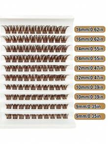 100pcs Brown Single Lashes, D-Curl Thick Stem 9-16mm, DIY False Eyelashes, Natural & Voluminous, Reusable, Suitable For Daily, Wedding, Date, Party, Music Festival, Spring Travel - D - 查看 5