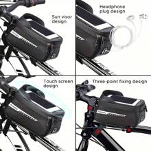 Waterproof Bicycle Handlebar Bag With Phone Holder - PU Material, Frame Front Pouch Fits Mountain Bike And Road Bike, Secure Zipper Closure, Black, Cycling Storage | Reflective Feature | Waterproof Bag, Bike Bag