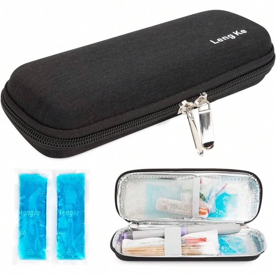 RecomendadoYOUSHARES Estuche de Viaje para Enfriador de Insulina con 2 Paquetes de Hielo Enfriadores - 08 negro - Ver 1