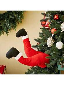 红色圣诞树腿圣诞树装饰品毛绒门饰圣诞老人腿圣诞装饰家居挂饰 - 彩色 - 查看 4