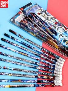 , Series Stationery Pencils, Back To School Stationery Pencils, Triangular Hole HB Drawing And Writing Pencils, With Eraser And Pencil Sharpener, Erasable, Cool Cartoon Design, Medium Thickness, Suitable For Schools, Students, Teachers, Offices, Writing And Painting, Perfect For Gifting And Birthday Surprises, Ideal For Christmas, Halloween, Thanksgiving Gifts. - Multicolor - View 9