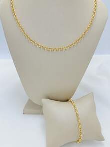 Women's Necklace + Bracelet Chain Kit With Antique Coin In 18k Gold Plating - Vàng - Xem 10