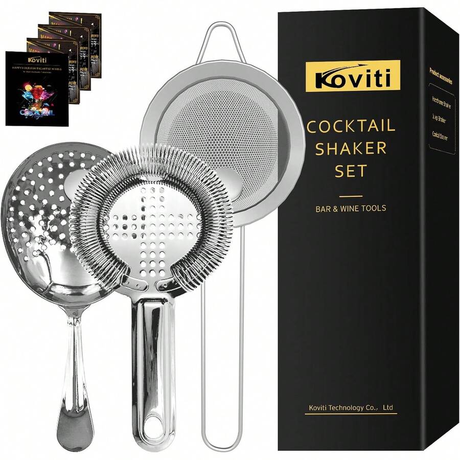 Colador de Cóctel de Acero Inoxidable para Barras - Hawthorne, Julep y Cónico de Malla Fina - 1 - Ver 1