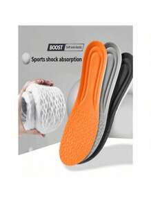 1 Pair Grey Memory Foam Sport Insoles, Shoes Sole Cushion, Running Shock-Absorbant Breathable Deodorization EVA Soft Pad