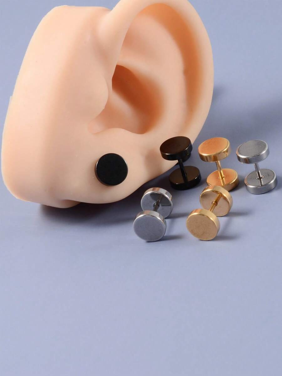 đôi thời trang và phổ biến cho nam Bông tai đôi đơn giản và sành điệu bằng thép không gỉ để làm quà tặng trang sức và cho vẻ ngoài sành điệu - Nhiều màu - Xem 1