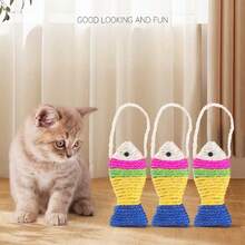 1 Peça Brinquedo de Gato Corda Suspensa Pequeno Peixe de Sisal e Papelão 12cm Arranhador Suprimentos para Animais de Estimação Alívio do Tédio Brinquedo para Mastigar
