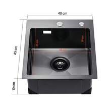 40cm Kitchen Sink Workstation, 304 Stainless Steel Top Mount Sinks, Drop-In Single Bowl Farmhouse Basin With Accessories, Household Dishwasher Sinks For RV, Prep Kitchen, And Bar (Black) - Black - View 10