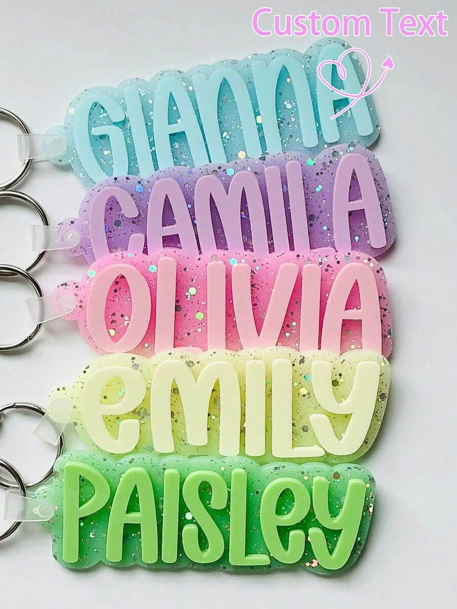 Personalized Acrylic Name Tag, Keychain, Backpack Tag, Diaper Bag Tag, Lunch Box Tag, Kids Tag, Party Supplies, Christmas, New Year,Christmas Gift