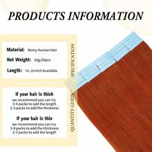 Lsybeauty 20pcs Straight Tape In 100% Remy Human Hair Extension For Salon  Multicolor  Color Copper Red 33# 16-26 Inches Silk Straight Seamless Skin Weft Hair Extension Tape In Hair Tape Ins Hair Extentions - S33 - 查看 3