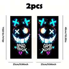 2 miếng dán xe hơi phong cách Punk trụ B - Chất liệu đế vinyl chống thấm nước và chống trầy xước, thiết kế bắn tung tóe màu xanh neon và hồng, tự dính thích hợp cho ô tô, máy tính xách tay và tất cả các loại xe - Hiệu ứng bán mờ lấy cảm hứng từ anime, miếng dán xe hơi - Một cỡ - Xem 9