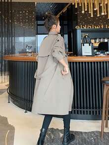 New Trench Coat Outerwear Autumn Jacket Long Coat Women's Tops Large Size Autumn Trench Coat Korean Fashion - 灰 - 查看 5