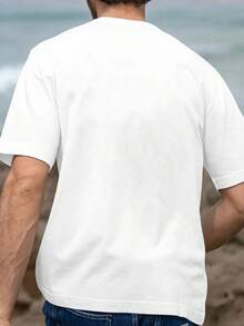 Motor Boat Captain Funny Pontoon Boating Motor Boatin Lake T-Shirt, Casual Shortsleeved Round Neck Top, Machine Washable, Comfortable Fit For All Seasons, Tshirt With Unique Pattern, Comfortable Fit. , Relaxed Fit, Casual Wear,  Top, Men's T-Shirt,Halloween,Casual,Christmas - trắng - Xem 3