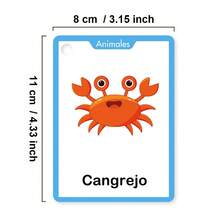 25 Cards Spanish Animal Learning Flash Cards For Kids Preschool Kindergarten Vocabulary Words Learning Cards, Montessori Teacher Must-Have, Children's Spanish Learning Materials - Multicolor - View 4