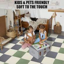 10片装拼图泡沫游戏垫地毯——柔软互锁地砖，适用于儿童卧室装饰、家庭游戏室爬行垫、透气窗座坐垫、蓬松攀爬区和宠物垫。婴儿爬行垫，室内/室外易清洁游戏地板，