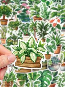 50pcs Green Plant Stickers, For Diary, Scrapbook, Phone Case, Notebook, Art Aesthetic Sticker Pack, Sticker Set, Scrapbooking Stickers, Decorative Stickers