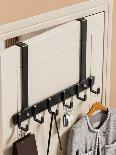 1pc Over The Door Hooks Rack, Heavy-Duty Metal Door Back Hooks For Hanging Coat, Towel, Bag, Hat, Multifunctional Over The Door Storage Hanging Rack With Hooks For Entryway, Kitchen, Bathroom, Living Room