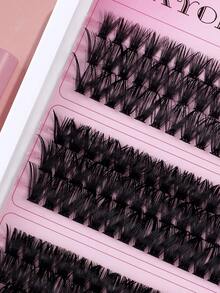 240/222 szt. puszystych, pojedynczych kępek rzęs o dużej pojemności, 10-14 mm, sztuczne rzęsy D Mix, zestaw do przedłużania rzęs DIY z klejem do rzęs, płyn do demakijażu, pęseta, do łatwej aplikacji i długotrwałego efektu w domu, zestaw do przedłużania rzęs, zestaw rzęs