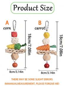 1pc Parrot Corn, Carrot, Vine Ball Hanging Toy, Medium/Small Parrot Chewing Toy, Intelligent Bird Supplies, Bird Cage Accessory, Parrot Toy (All Accessory Colors Randomly Assembled)