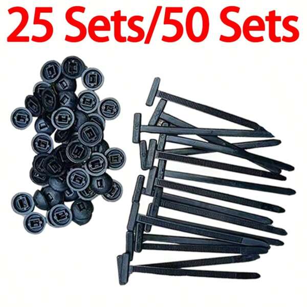 25Sets 50Sets Self-Locking Nylon Zip Ties Holder,Nylon Universal Cable Tie Buckle, Light Bulbs, Lighting Cable- Suitable For Automotive Repair And DIY Projects, Cable Organizer | Versatile Cable Straps | Nylon Construction