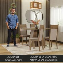 Madesa Beverly Dining Set With Table And 6 Chairs In Brown And White - Brown and Beige - View 4