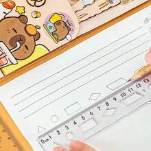 Kit 4 Réguas Geométrico Flexível/Régua Material escolar com Estojo - Transparente - Visão 5