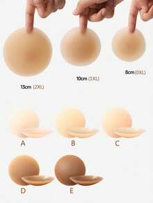 1 Pair Plus Size Silicone Invisible Nipple Covers, Suitable For Parties And Events - Khaki - View 1