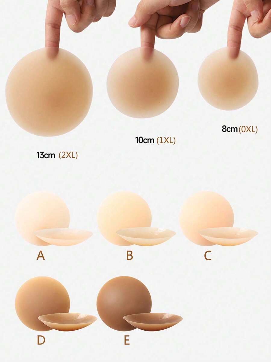 1 Pair Plus Size Silicone Invisible Nipple Covers, Suitable For Parties And Events - Khaki - View 1