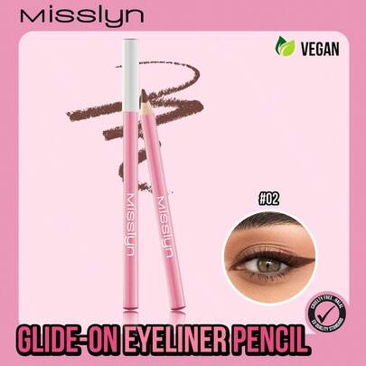  MISSLYN 眼线笔，眼部彩妆，哑光，质地顺滑，防水防汗，不晕染，持久显色，一笔成型，木质笔杆，柔软而坚韧，易于使用，多种颜色可选，新手友好，精准勾勒轮廓，适用于内眼线和外眼线，高显色度，打造浓郁清晰的线条。