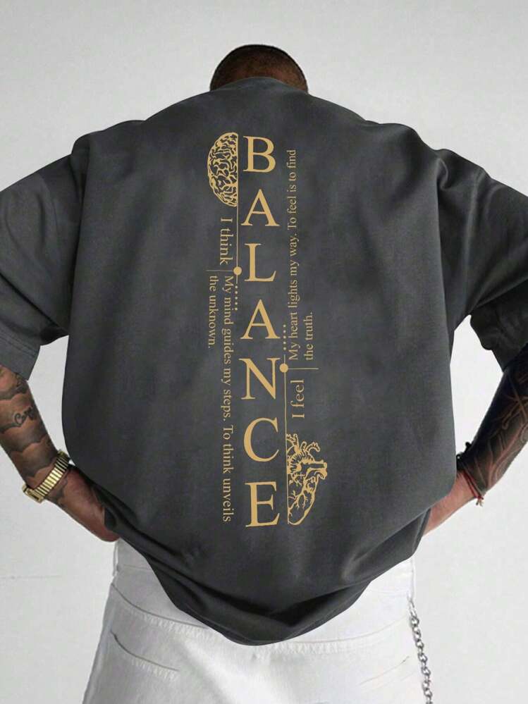 Camiseta de manga corta holgada con estampado de moda para hombres GRDR | Diseño exquisito | Esencial de verano | Fácil de combinar, mostrando tu estilo - Gris Oscuro - Añade 2