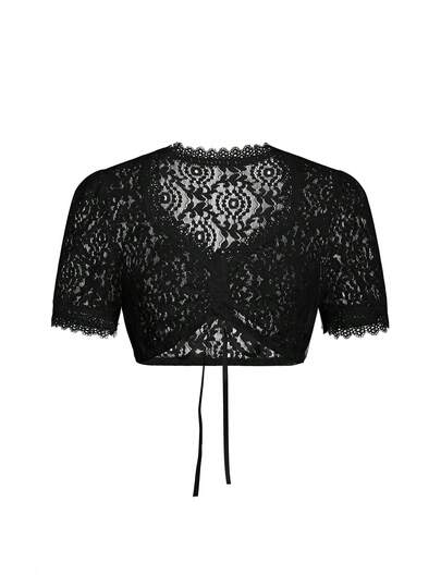 ii Women's Black Lace Bavarian Traditional Oktoberfest Blouse, Suitable For Halloween