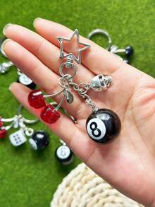 8号球钥匙扣，樱桃钥匙扣，带星星的8号球钥匙扣，台球钥匙扣，创意钥匙扣，汽车饰品，可爱哥特风，Y2K风格，万圣节饰品，教师节，圣诞节礼物，包包挂饰，汽车饰品，送给朋友或姐妹 - 多色 - 查看 3